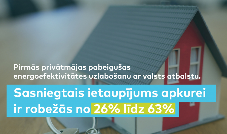Ar valsts atbalstu uzlabota energoefektivitāte privātmājām