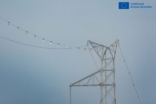 Uzstādītas putnu novirzīšanas zīmes uz elektrolīnijas no Valmieras uz Tsirgulinu