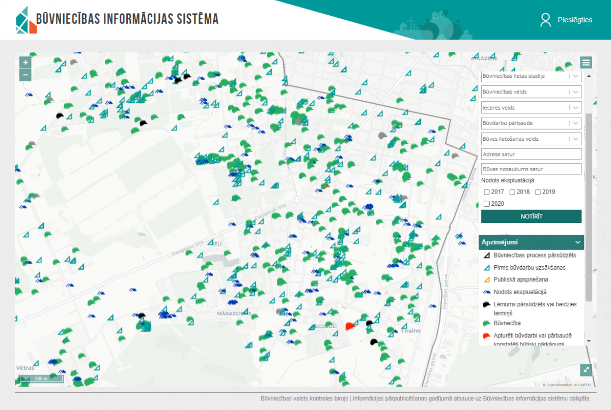 Pilnveidota būvdarbu kontroles interaktīvā karte