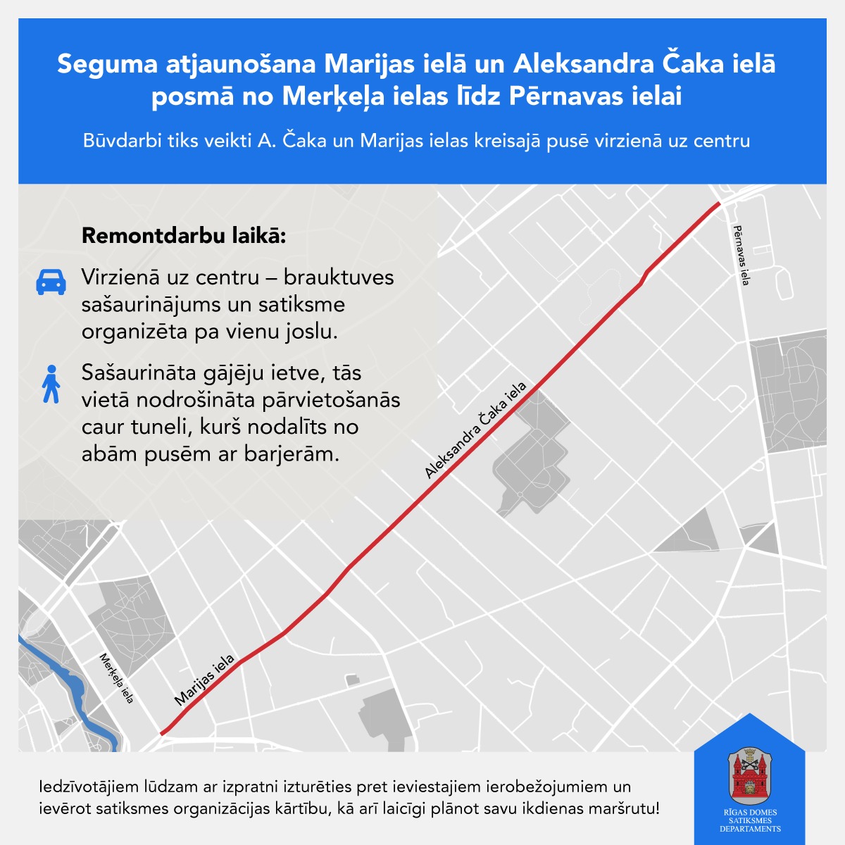 Oficiāli sākas A.Čaka ielas pagaidu velojoslu eksperiments