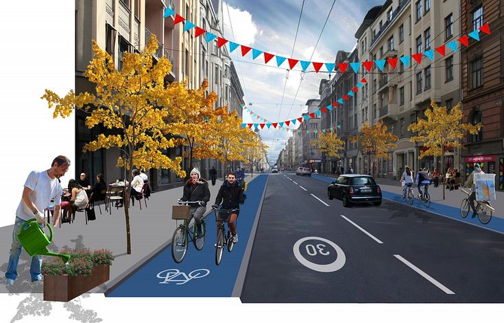 Eksperimentālā kārtā Čaka ielā ieviesīs pagaidu velojoslas