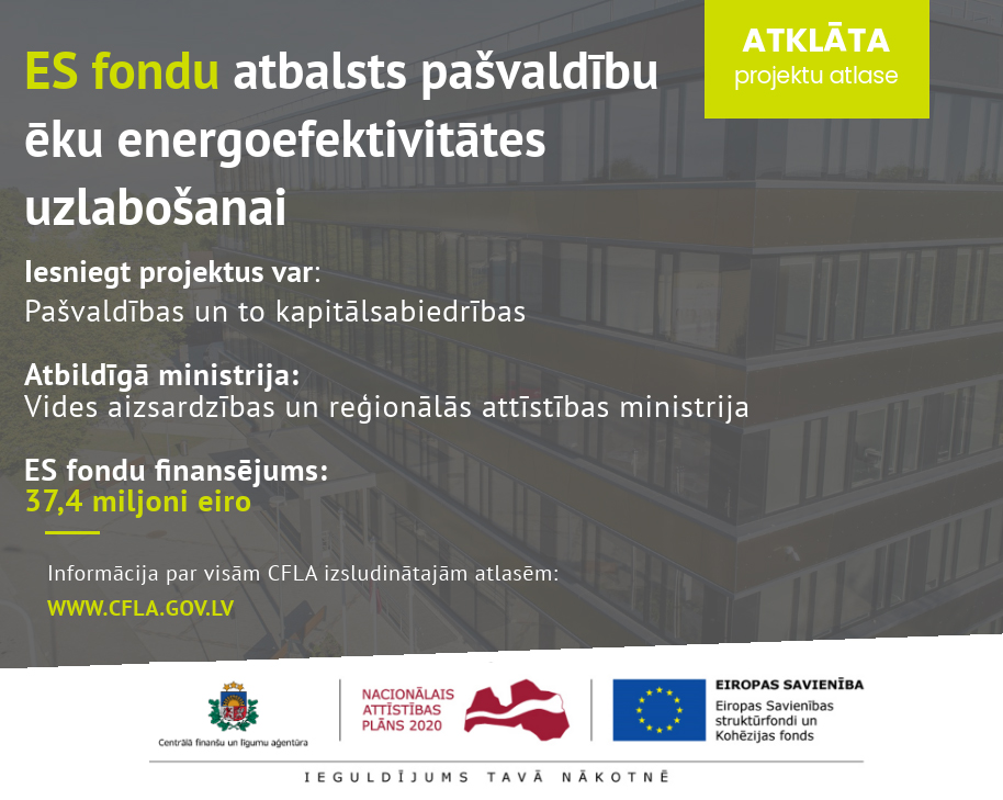 Pieejams atbalsts pašvaldību ēku energoefektivitātes uzlabošanai