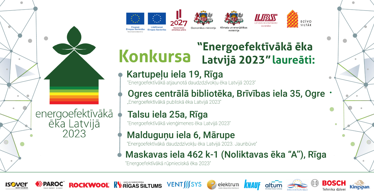 Apbalvoti konkursa “Energoefektīvākā ēka Latvijā 2023” laureāti