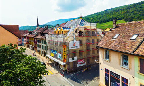 “MiTek Posi-Joist” konstrukcija Šveices restaurācijas projektā