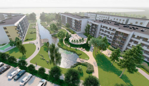 Juglas ezera krastā top dzīvojamo ēku komplekss 