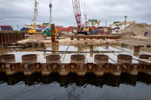 Kundziņsalā aktīvi noris jaunas piestātnes būvniecības darbi