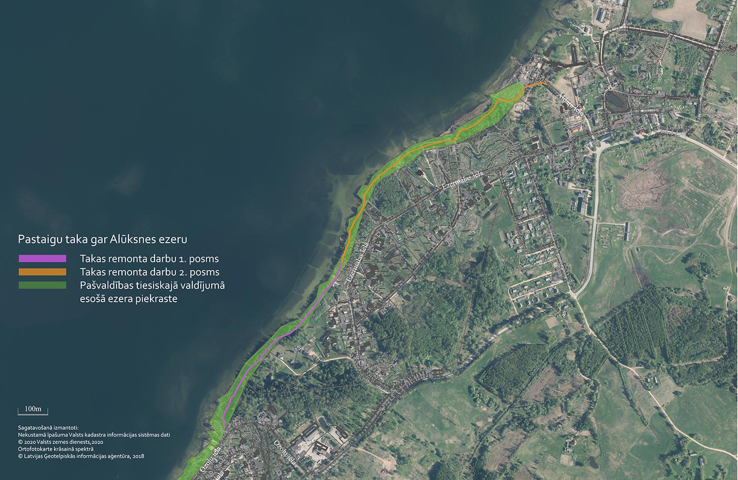 Remontēs takas segumu gar Alūksnes ezera krastu
