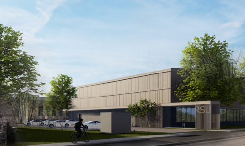 Iemūrēta kapsula RSU topošā sporta kompleksa pamatos