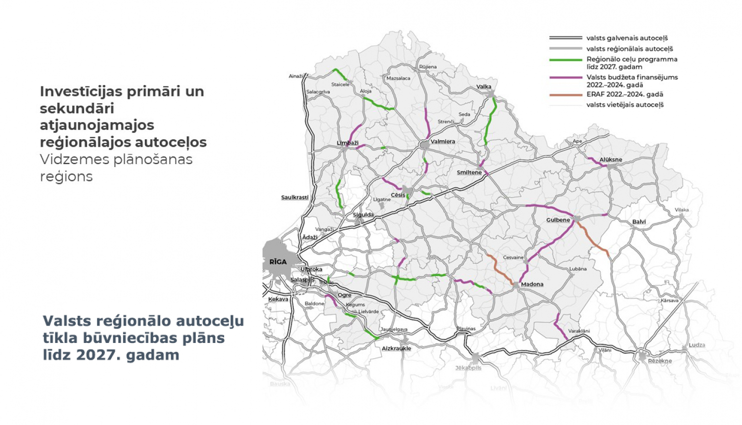 Vidzemē autoceļus plāno atjaunot vismaz 376 kilometru garumā